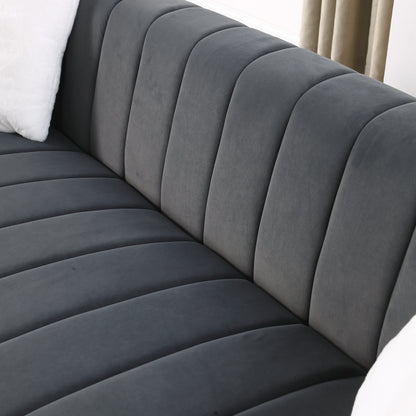 Canapé 3 places capitonné en velours Chesterfield 87.01 avec coussins pour le salon