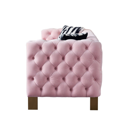 Canapé de salon moderne Chesterfield en velours capitonné