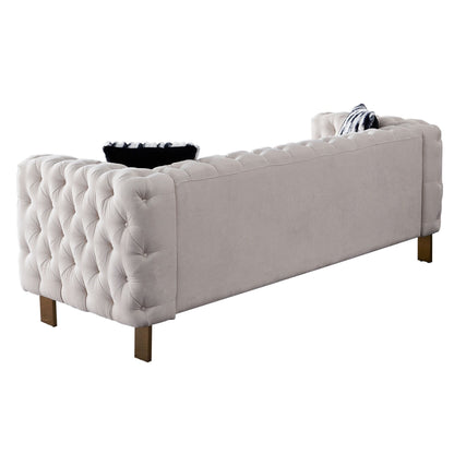 Canapé de salon moderne Chesterfield en velours capitonné