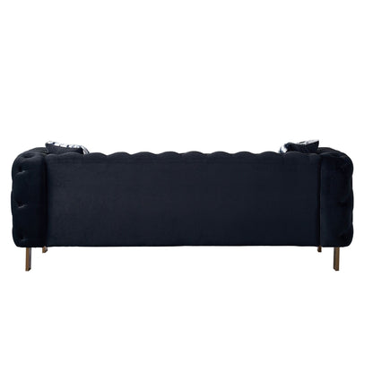 Canapé de salon moderne Chesterfield en velours capitonné