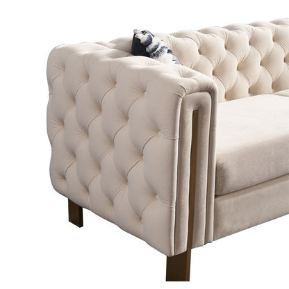 Canapé de salon moderne Chesterfield en velours capitonné
