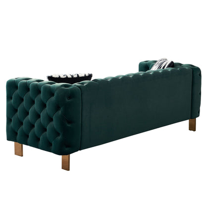 Canapé de salon moderne Chesterfield en velours capitonné