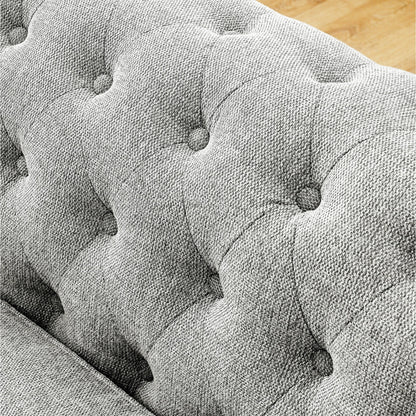 Canapé Chesterfield capitonné 3 places en PU avec accoudoirs à volutes et décoration cloutée