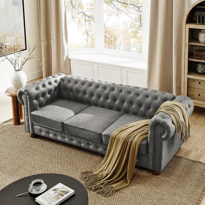 Canapé Chesterfield capitonné rembourré en PU 3 places