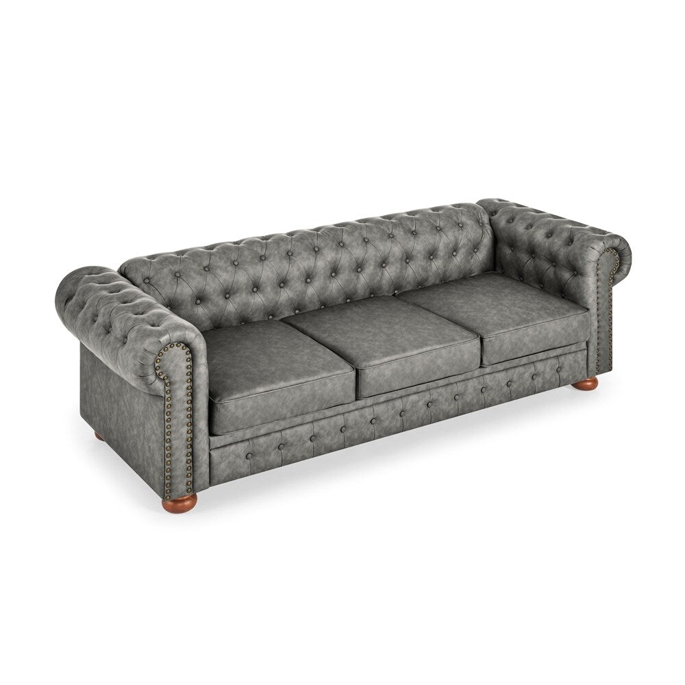 Canapé Chesterfield capitonné rembourré en PU 3 places
