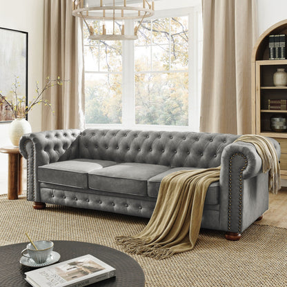 Canapé Chesterfield capitonné rembourré en PU 3 places