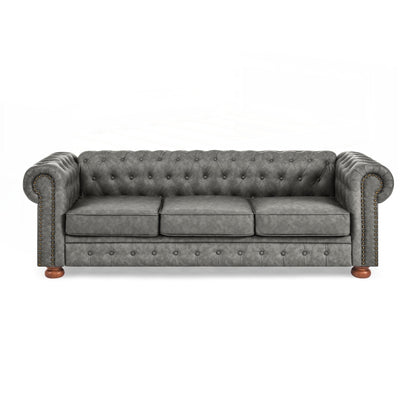 Canapé Chesterfield capitonné rembourré en PU 3 places