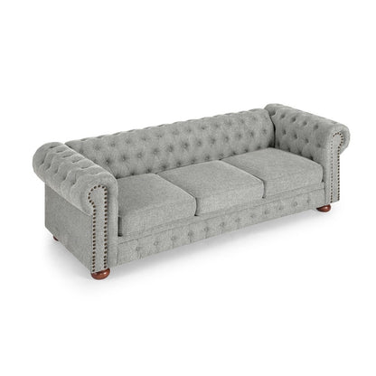 Canapé Chesterfield capitonné rembourré en PU 3 places