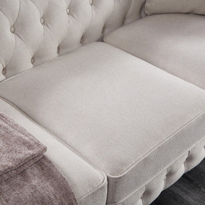 Canapé Chesterfield en tissu lin