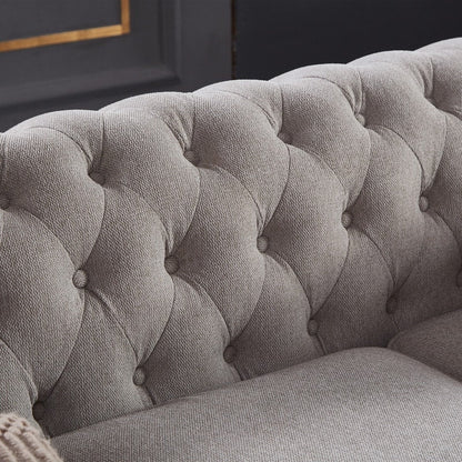 Canapé Chesterfield en tissu lin