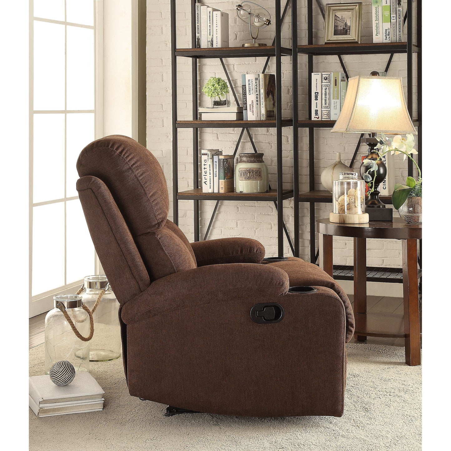 Fauteuil inclinable en lin chocolat