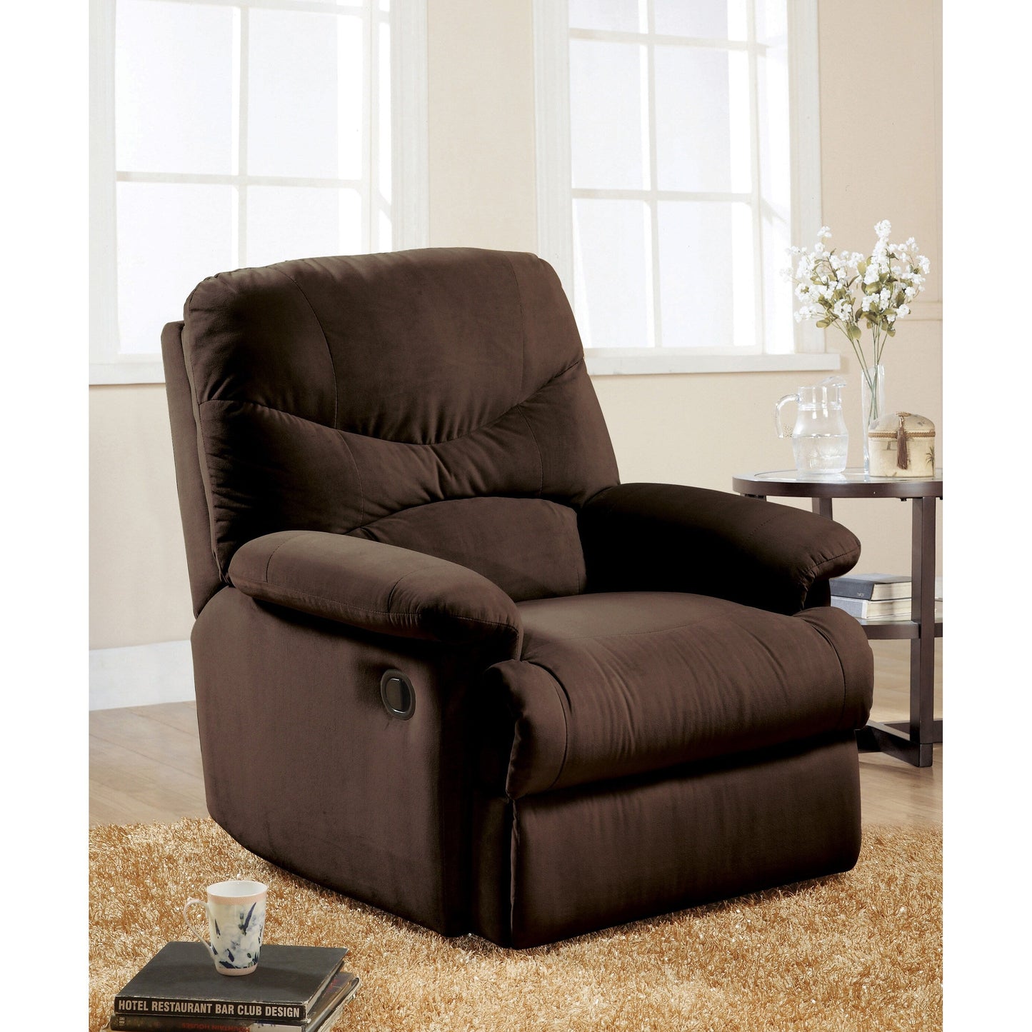 Fauteuil inclinable coulissant en microfibre chocolat