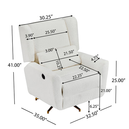 Christopher Knight Home - Fauteuil inclinable pivotant électrique Starling avec base en métal doré
