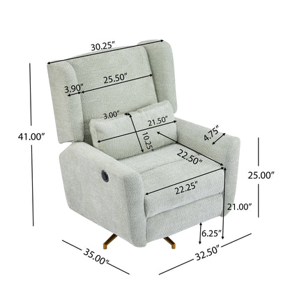 Christopher Knight Home - Fauteuil inclinable pivotant électrique Starling avec base en métal doré