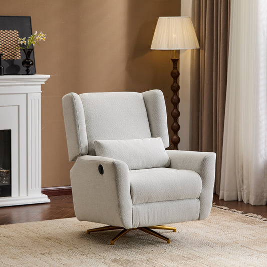 Christopher Knight Home - Fauteuil inclinable pivotant électrique Starling avec base en métal doré