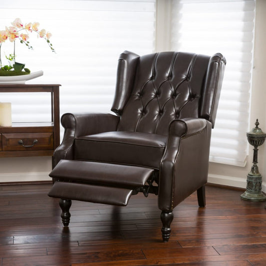 Fauteuil club inclinable en cuir reconstitué Walter Brown par Christopher Knight Home