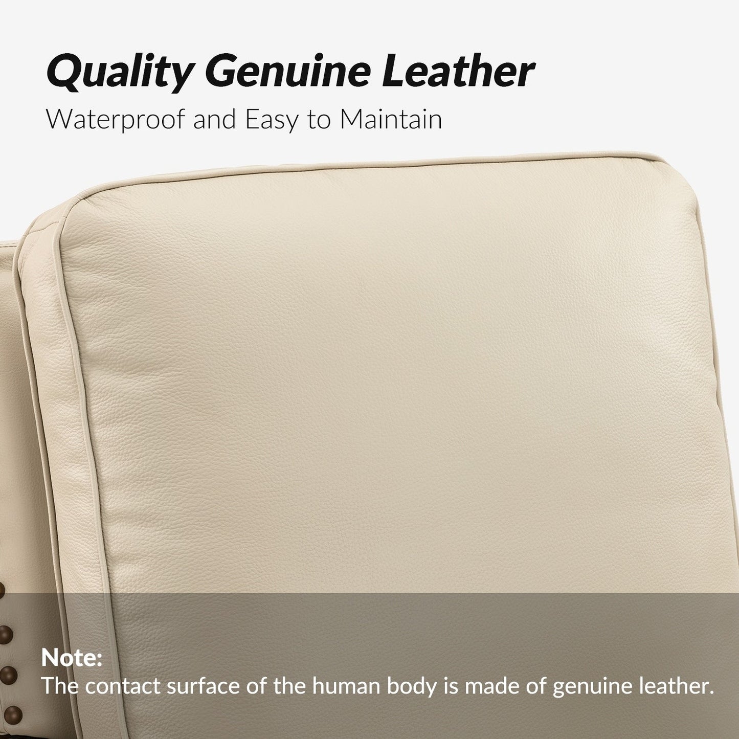 Fauteuil inclinable moderne en cuir véritable de style cigare avec garniture cloutée par HULALA HOME