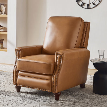 Fauteuil inclinable moderne en cuir véritable de style cigare avec garniture cloutée par HULALA HOME
