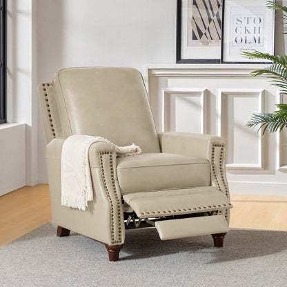 Fauteuil inclinable moderne en cuir véritable de style cigare avec garniture cloutée par HULALA HOME