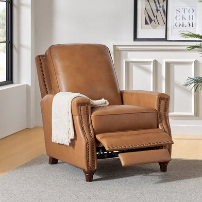 Fauteuil inclinable moderne en cuir véritable de style cigare avec garniture cloutée par HULALA HOME
