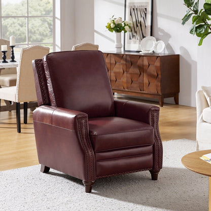 Fauteuil inclinable moderne en cuir véritable de style cigare avec garniture cloutée par HULALA HOME