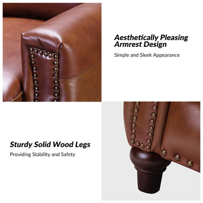 Fauteuil inclinable moderne en cuir véritable de style cigare avec garniture cloutée par HULALA HOME
