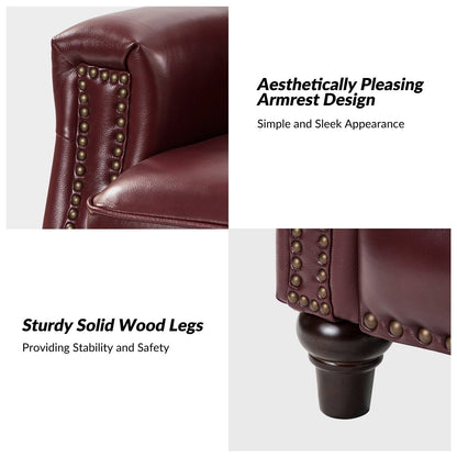 Fauteuil inclinable moderne en cuir véritable de style cigare avec garniture cloutée par HULALA HOME