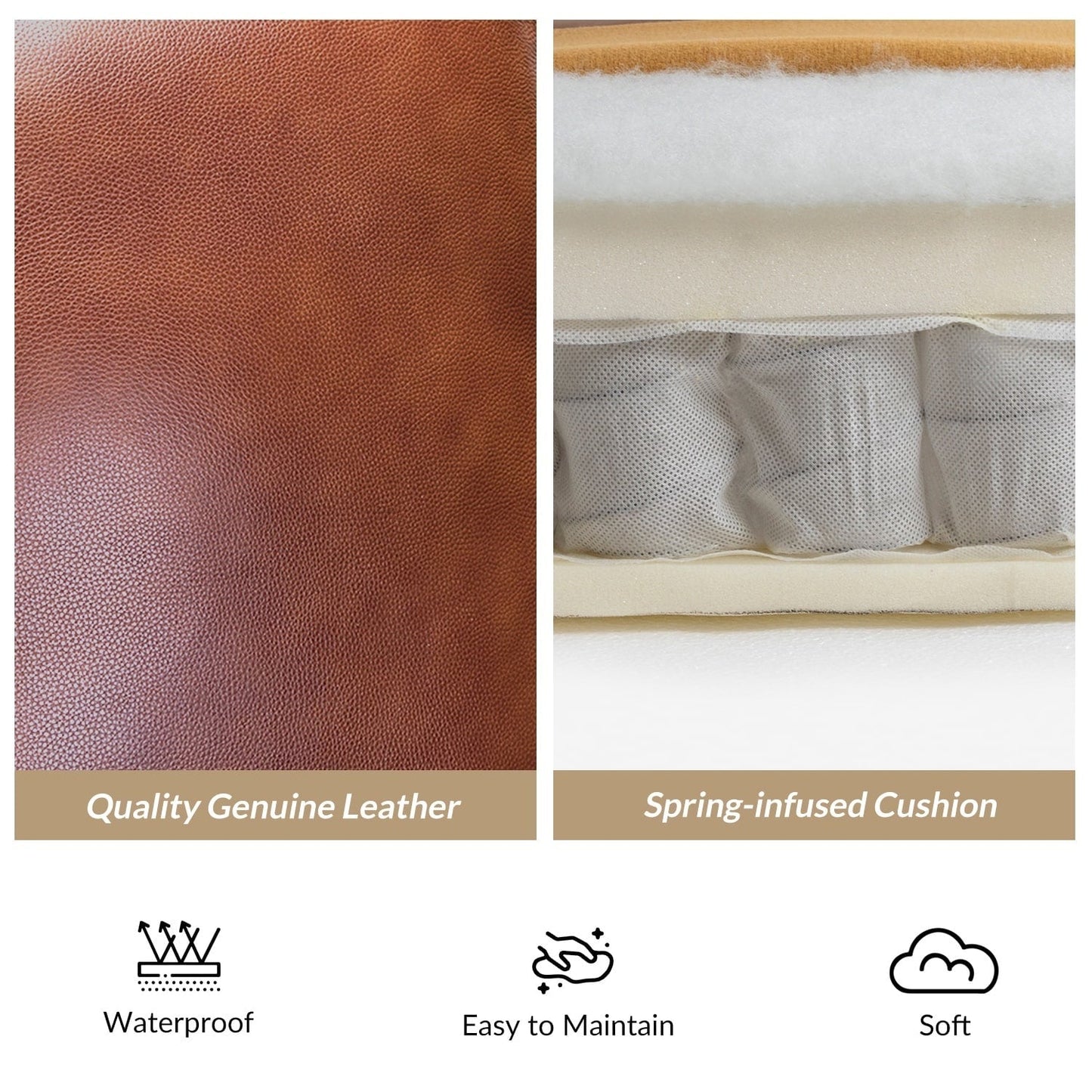 Fauteuil inclinable moderne en cuir véritable de style cigare avec garniture cloutée par HULALA HOME