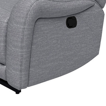Fauteuil inclinable manuel Clair avec accoudoirs à volutes, structure en bois, tissu gris