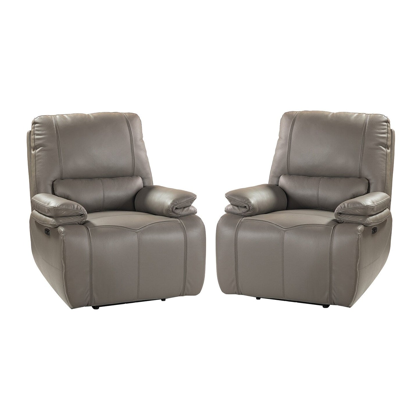 Fauteuil inclinable électrique Clara en cuir véritable avec coussin rembourré, lot de 2