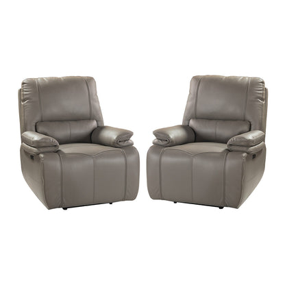 Fauteuil inclinable électrique Clara en cuir véritable avec coussin rembourré, lot de 2