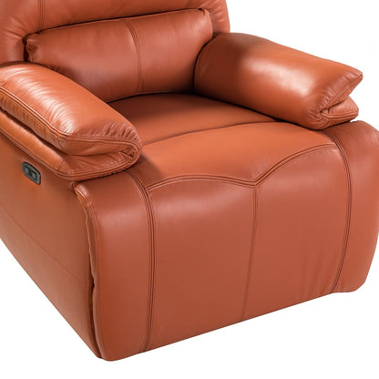 Fauteuil inclinable électrique Clara en cuir véritable avec coussin rembourré, lot de 2