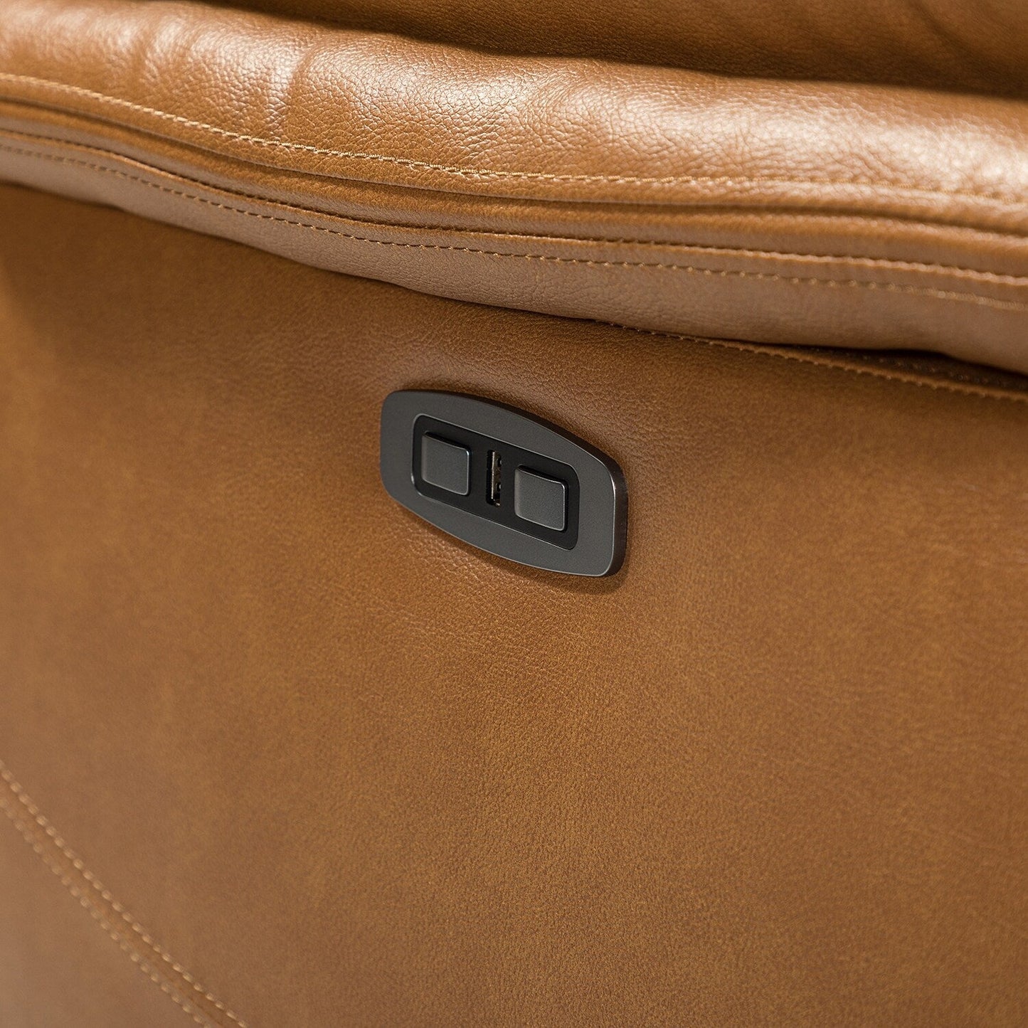 Fauteuil inclinable électrique Clara en cuir véritable avec coussin rembourré, lot de 2