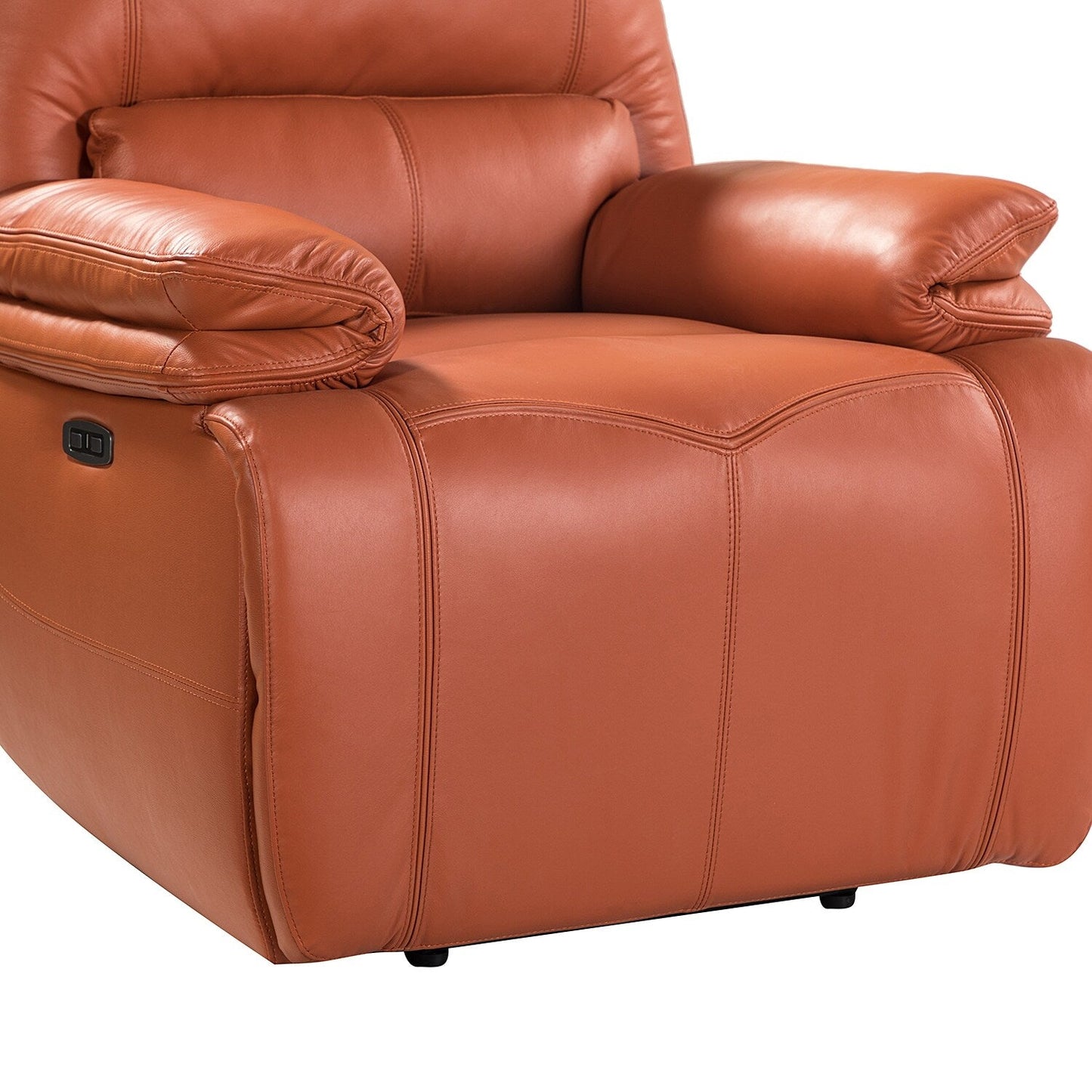 Fauteuil inclinable électrique Clara en cuir véritable avec coussin rembourré, lot de 2