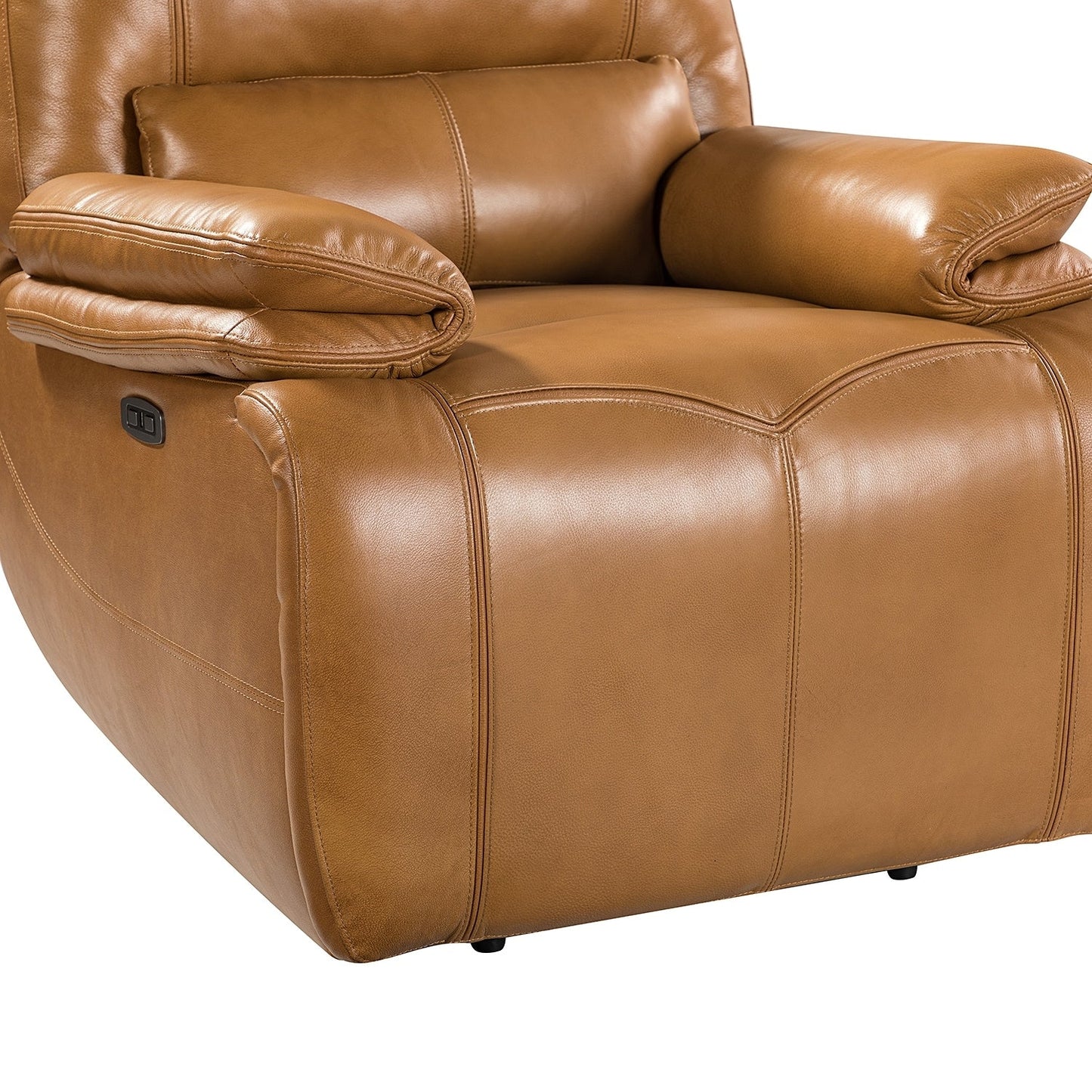 Fauteuil inclinable électrique Clara en cuir véritable avec coussin rembourré, lot de 2