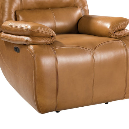 Fauteuil inclinable électrique Clara en cuir véritable avec coussin rembourré, lot de 2