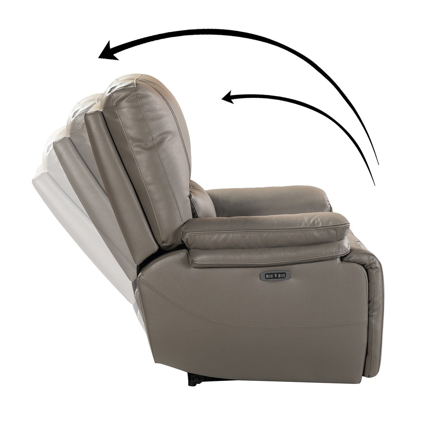Fauteuil inclinable électrique Clara en cuir véritable avec coussin rembourré, lot de 2