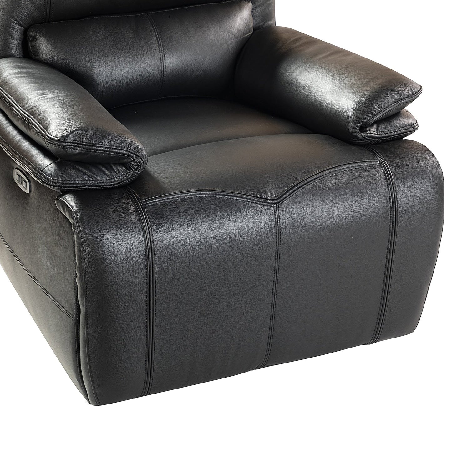 Fauteuil inclinable électrique Clara en cuir véritable avec coussin rembourré, lot de 2