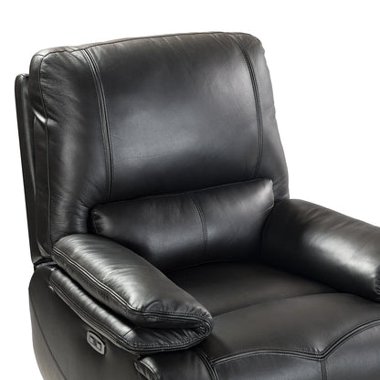 Fauteuil inclinable électrique Clara en cuir véritable avec coussin rembourré, lot de 2