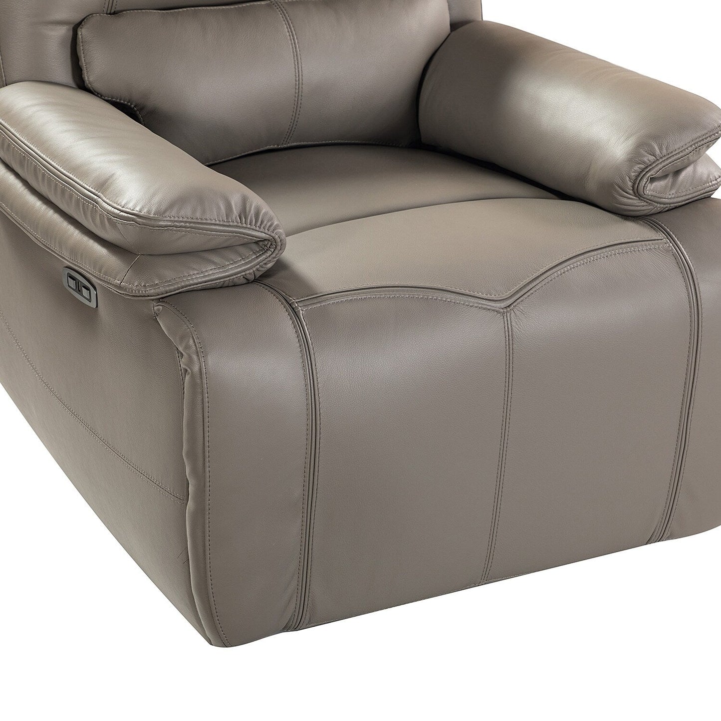 Fauteuil inclinable électrique Clara en cuir véritable avec coussin rembourré, lot de 2