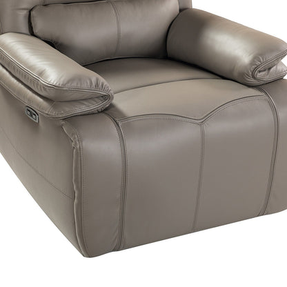 Fauteuil inclinable électrique Clara en cuir véritable avec coussin rembourré, lot de 2