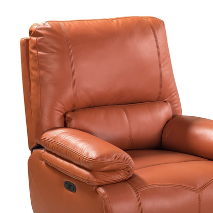 Fauteuil inclinable électrique Clara en cuir véritable avec coussin rembourré, lot de 2
