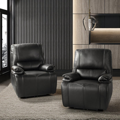 Fauteuil inclinable électrique Clara en cuir véritable avec coussin rembourré, lot de 2