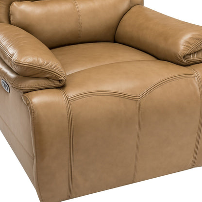 Fauteuil inclinable électrique Clara en cuir véritable avec coussin rembourré, lot de 2