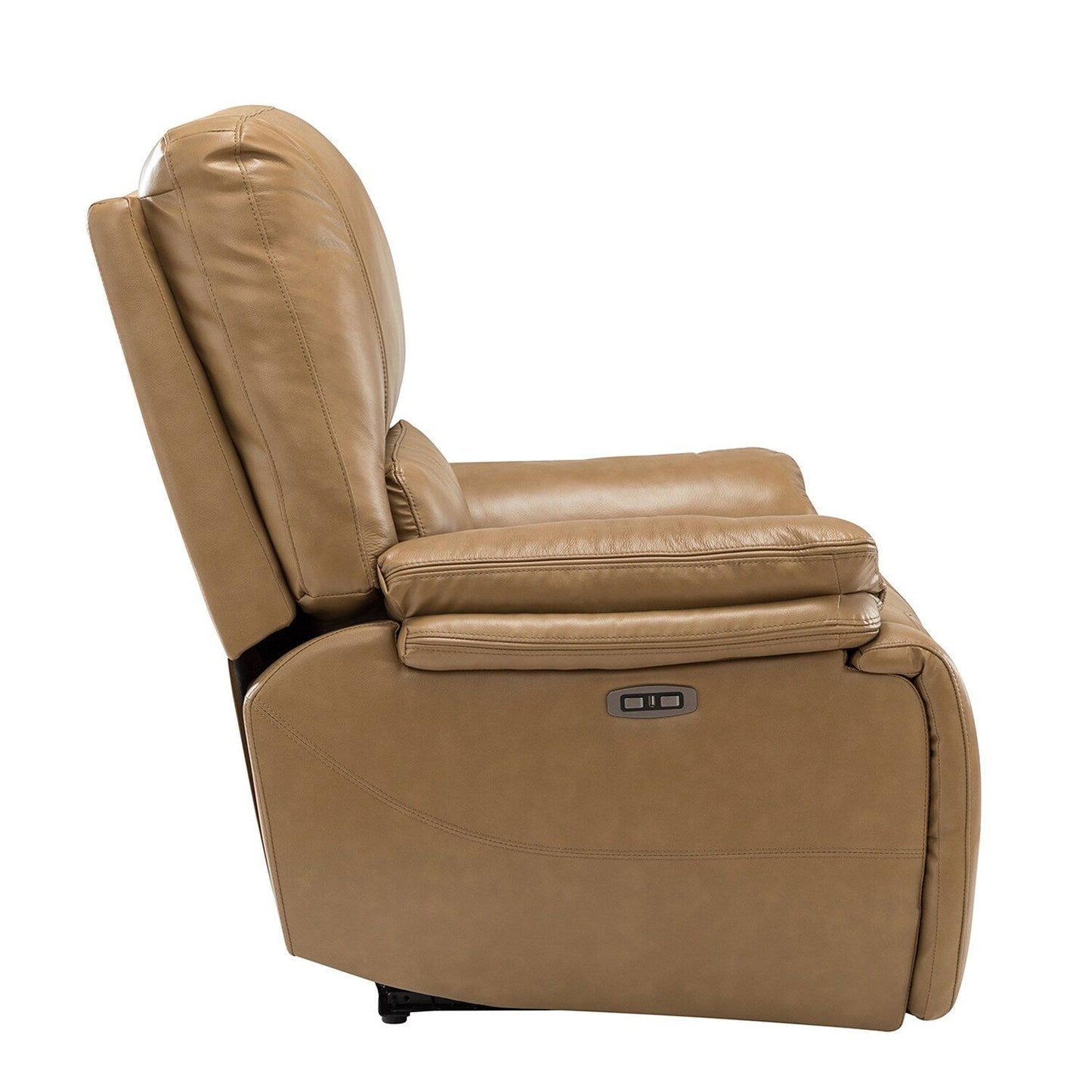 Fauteuil inclinable électrique Clara en cuir véritable avec coussin rembourré, lot de 2