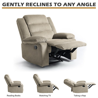 Fauteuil inclinable manuel classique rembourré en velours côtelé