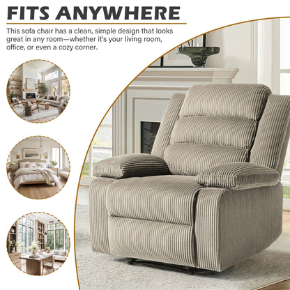 Fauteuil inclinable manuel classique rembourré en velours côtelé