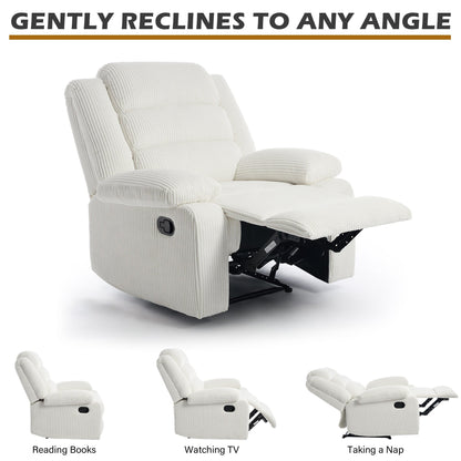 Fauteuil inclinable manuel classique rembourré en velours côtelé