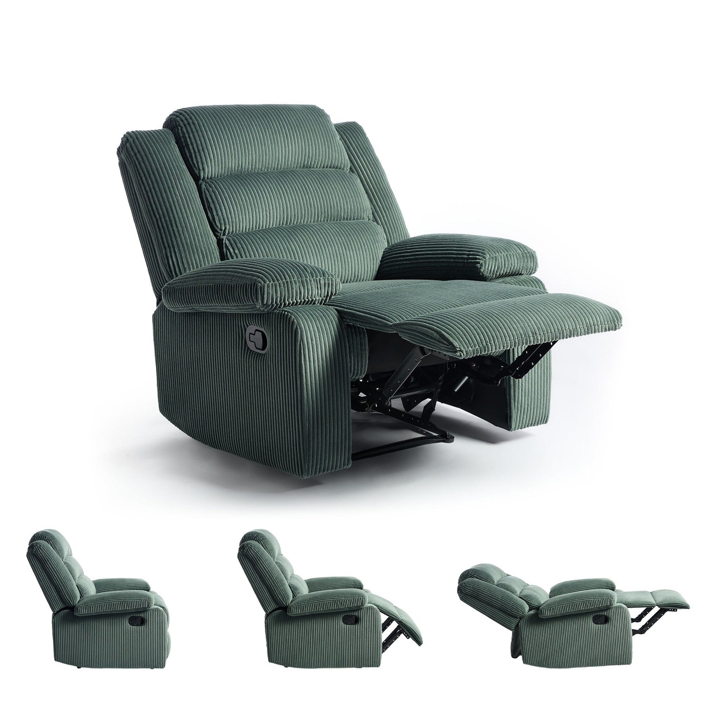 Fauteuil inclinable manuel classique rembourré en velours côtelé (lot de 2)