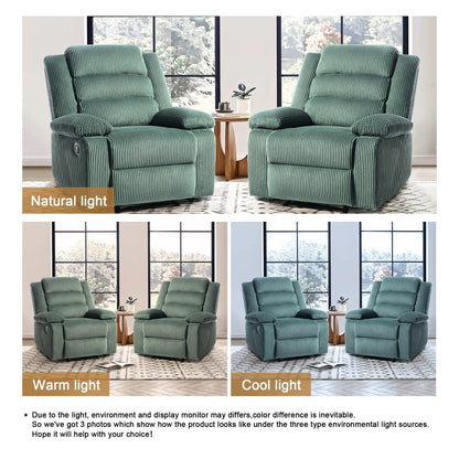 Fauteuil inclinable manuel classique rembourré en velours côtelé (lot de 2)